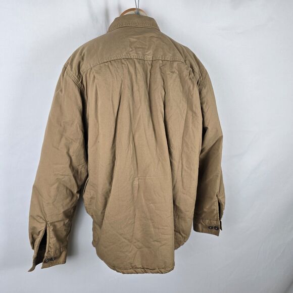 Wrangler Jacket Men's Large Tan Sherpa Lined Collared Long Sleeve Button Pockets - Picture 13 of 14